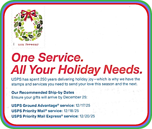 2025 11 19 USPS ship by dates