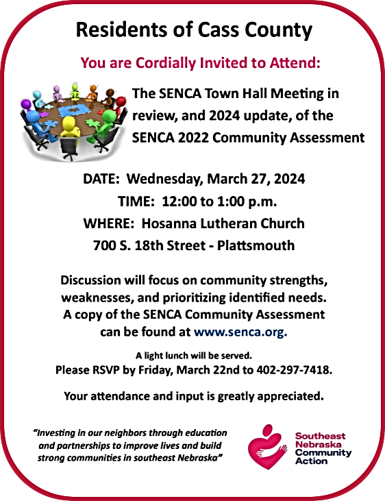 2024 03 20 SENCA Cass County Town Hall Flier 2024 1