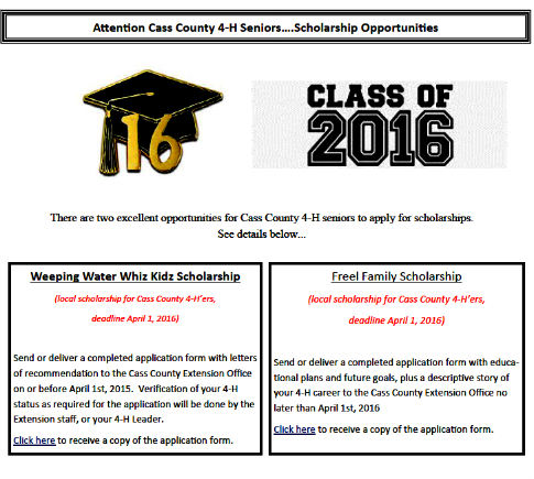 2016 03 30 4 H Scholarships