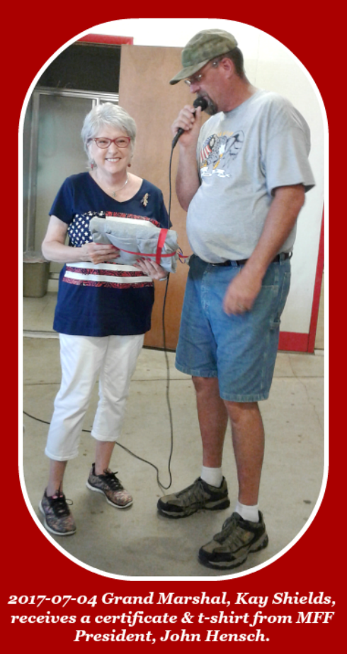 2017 07 04 Grand Marshal Kay Shields and Pres John Hensch x