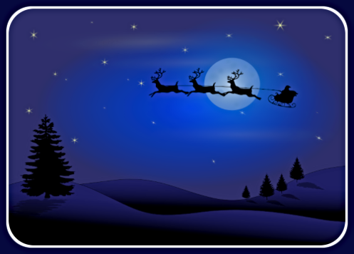 2019 12 25 Christmas card Santa moon 1