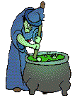 witch stirring cauldron