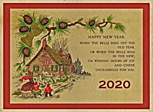 2020 new year vintage card