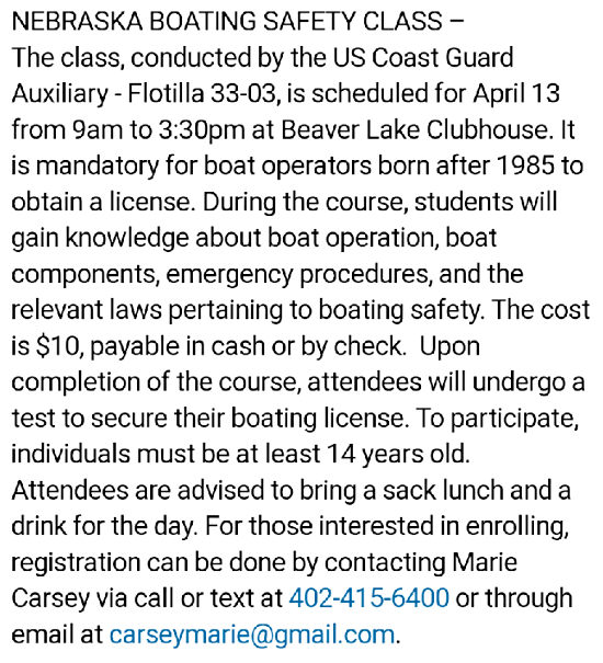 2024 04 10 BOATING SAFETY CLASS 1