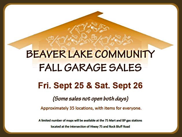 2020 09 23 Beaver Lake Community Garage Sale Flier 1
