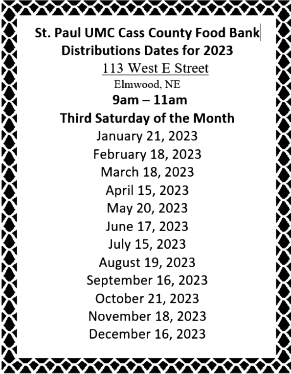 2023 01 04 ELM St Paul Cass County Food Bank schedule 1
