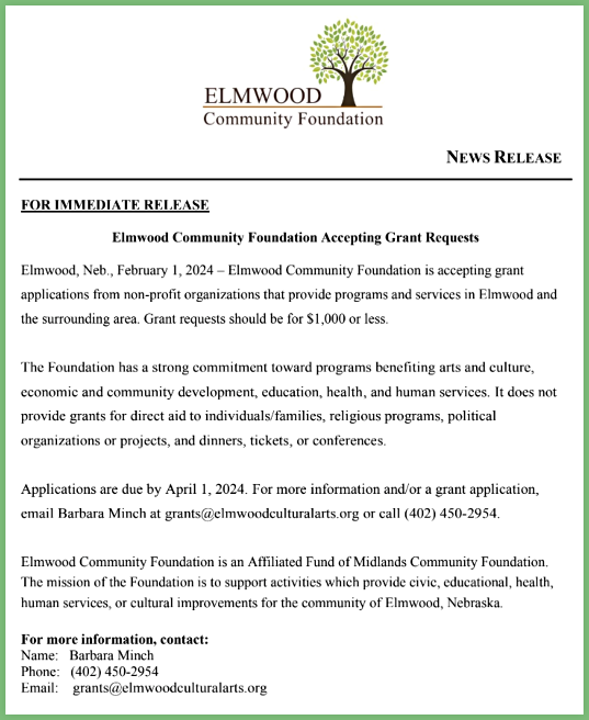 2024 02 28 ELM Community Center Grant