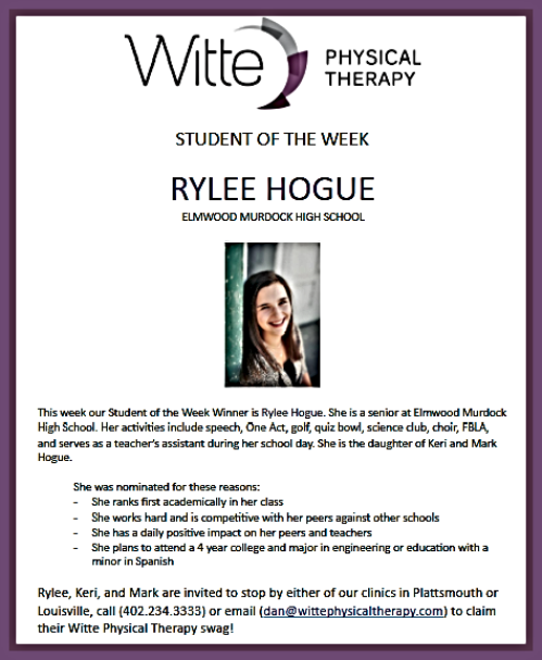 2020 09 16 Witte SOTW Rylee Hogue 1