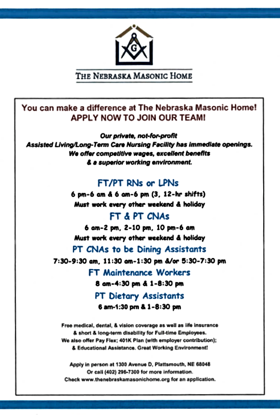 2024 01 03 PLT Masonic Home jobs