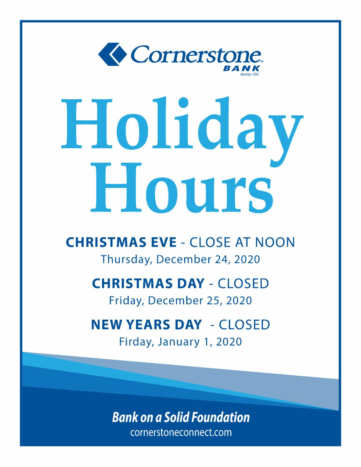 conerstone bank hours