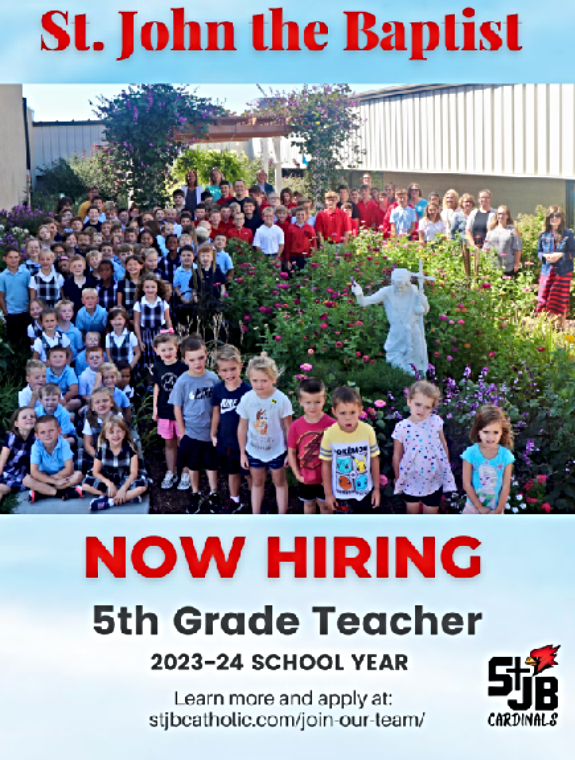 2023 05 31 PLT St John HIRING 5th grade teacher 1