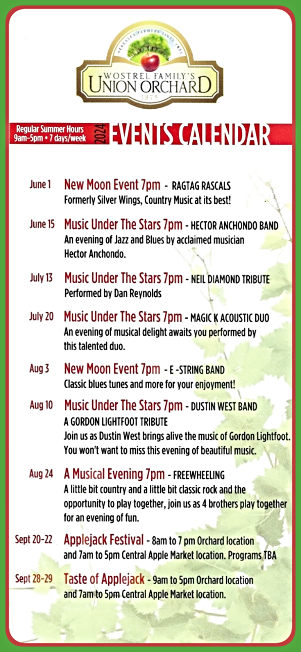 2024 06 05 Union Orchard events