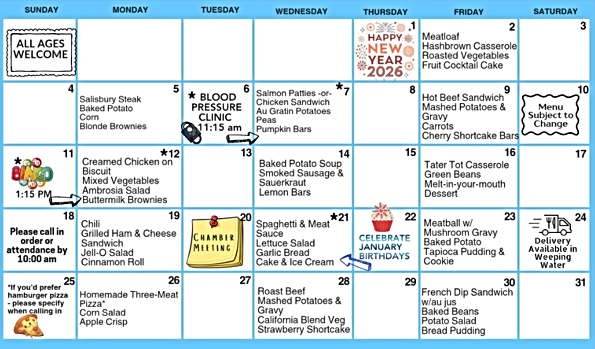 2026 01 07 WW Senior Center Jan Schedule 1 1