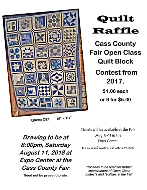 2018 06 13 WW CC Fair Quilt Raffle Poster