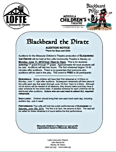 2018 05 16 LOFTE Blackbeard Auditions 1