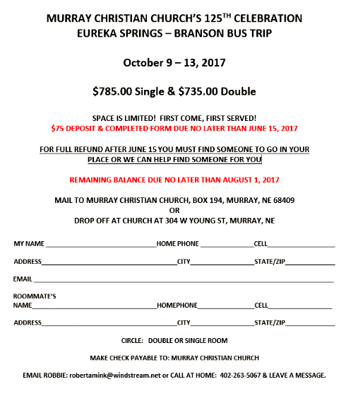 2017 MCC BRANSON BUS TRIP